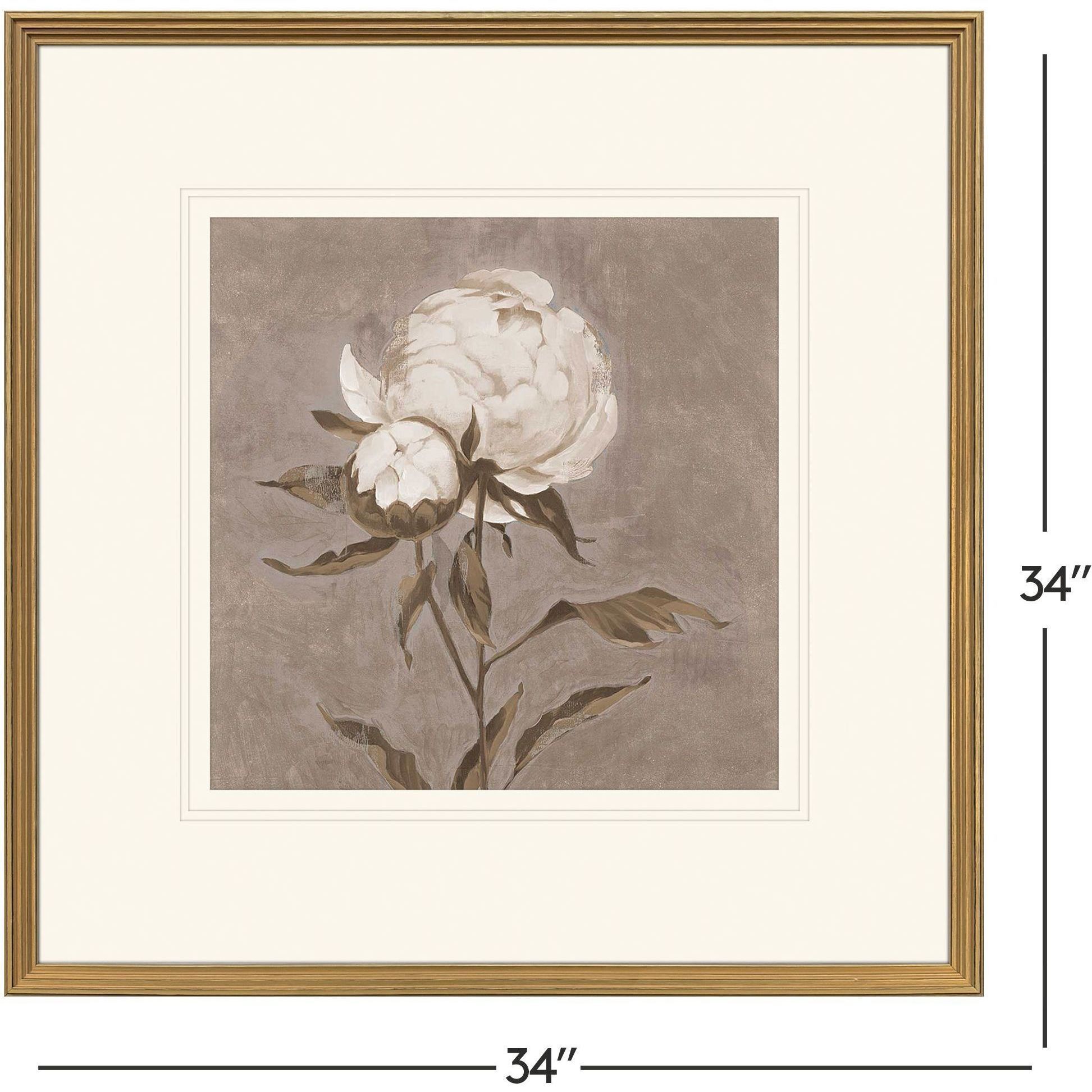 Pretty as a Peony Beige and Brown and Neutral Framed Art