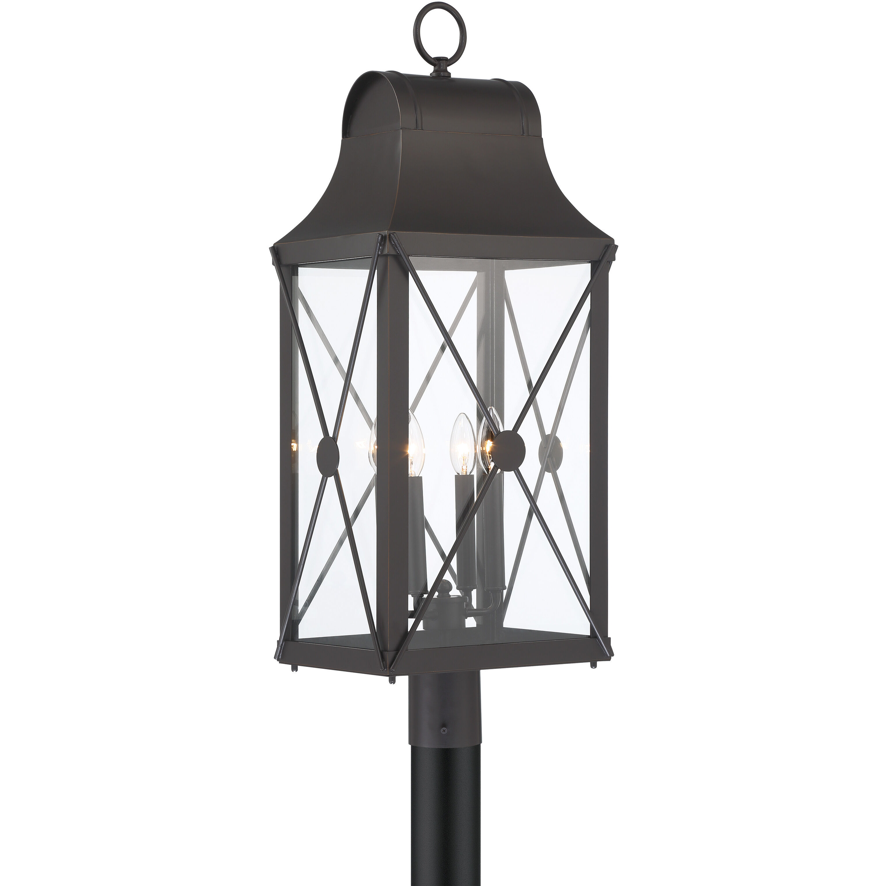 De Luz 4 Light 32 inch Oil Rubbed Bronze/Gold Outdoor Post Mount, The Great Outdoors