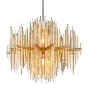 Theory LED 30 inch Gold Leaf with Polished Stainless Accents Pendant Ceiling Light