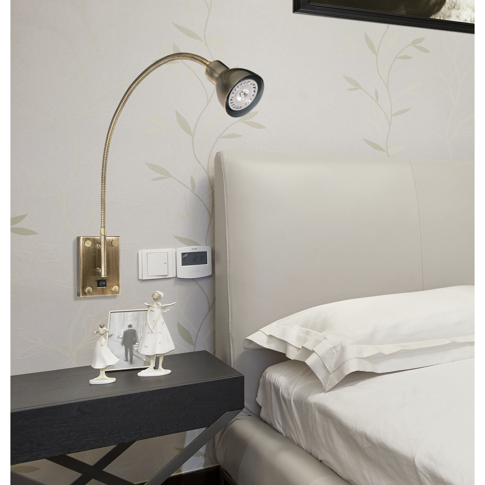 Signature LED 4 inch Antique Brass Gooseneck Wall Lamp Wall Light