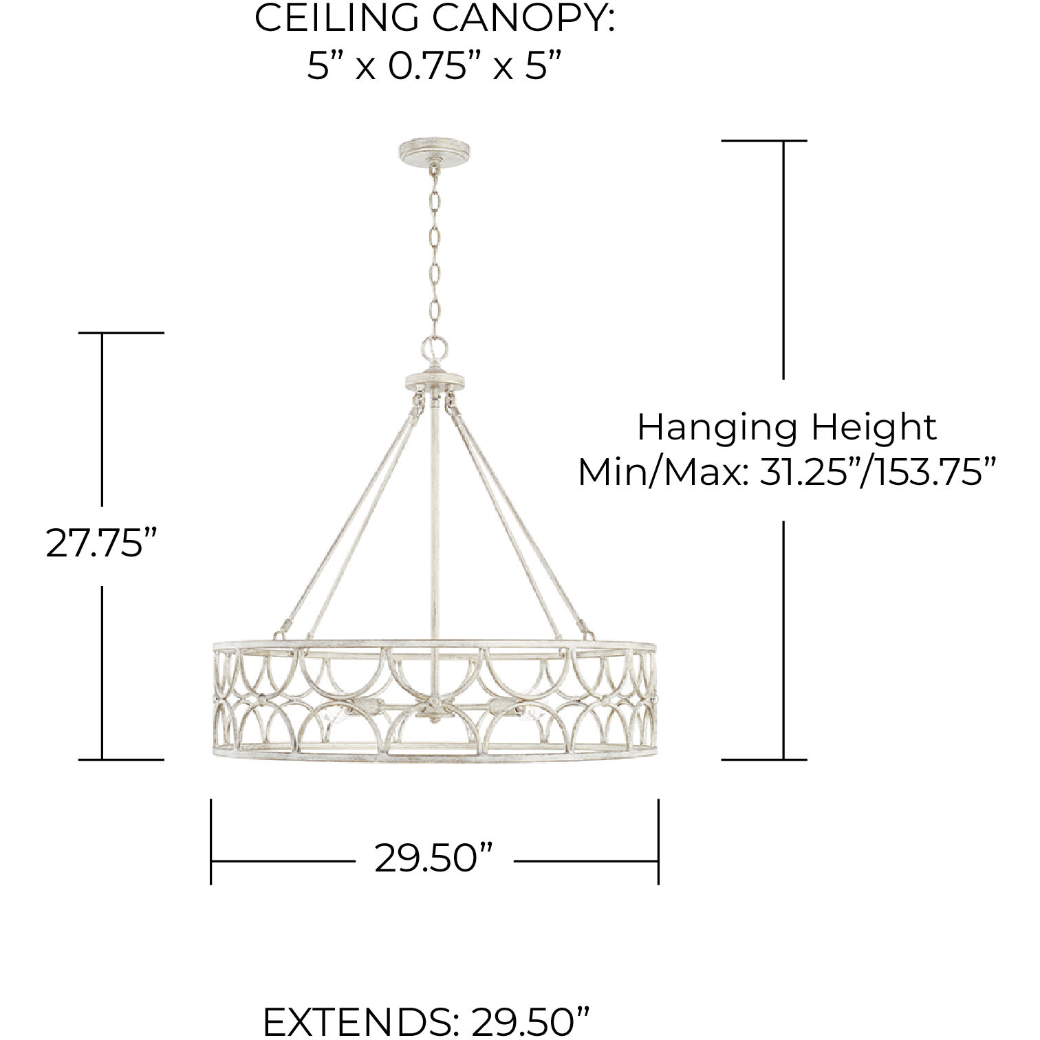 Ricci 4 Light 30 inch Winter White Pendant Ceiling Light