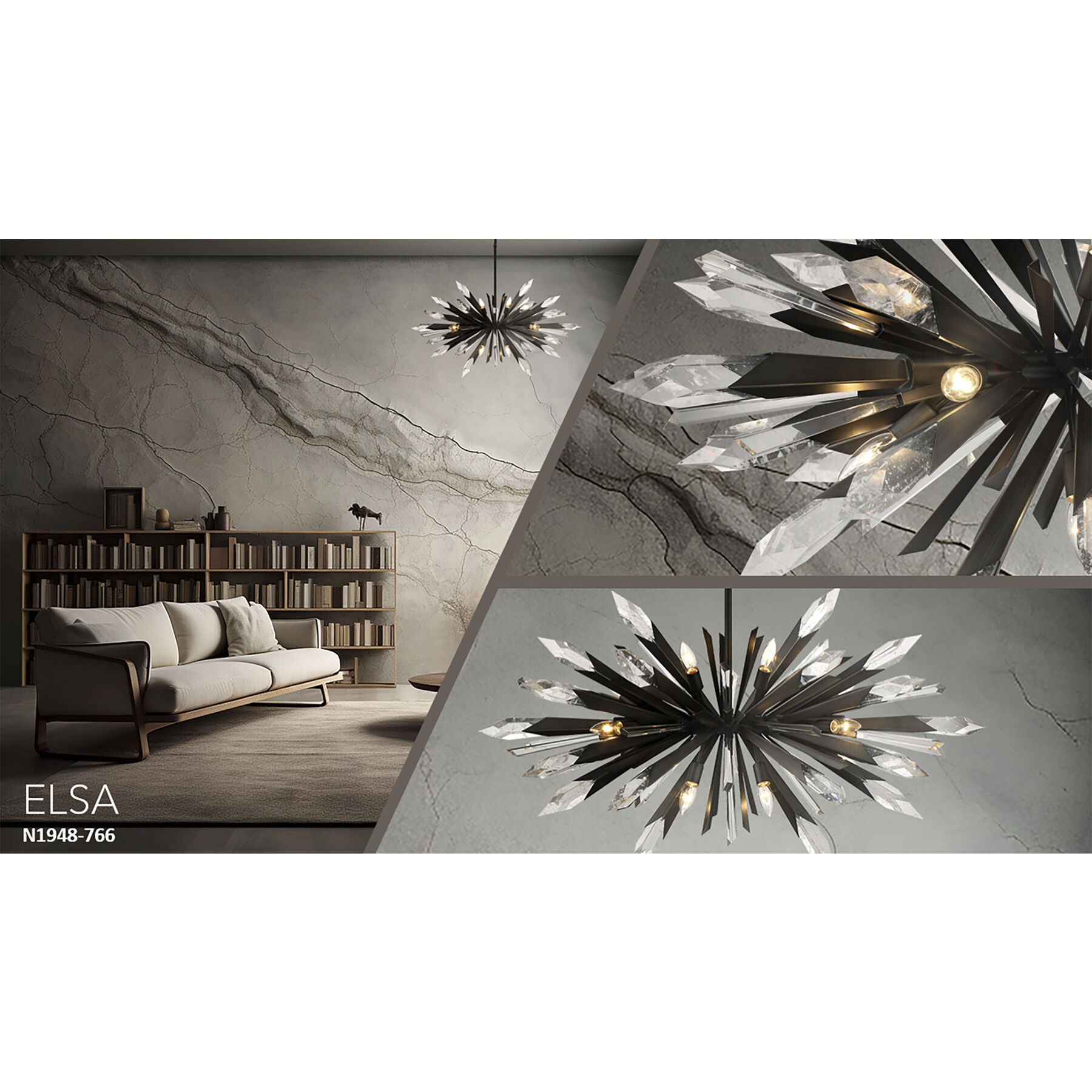 Elsa 12 Light 41.88 inch Midnight Graphite Pendant Ceiling Light