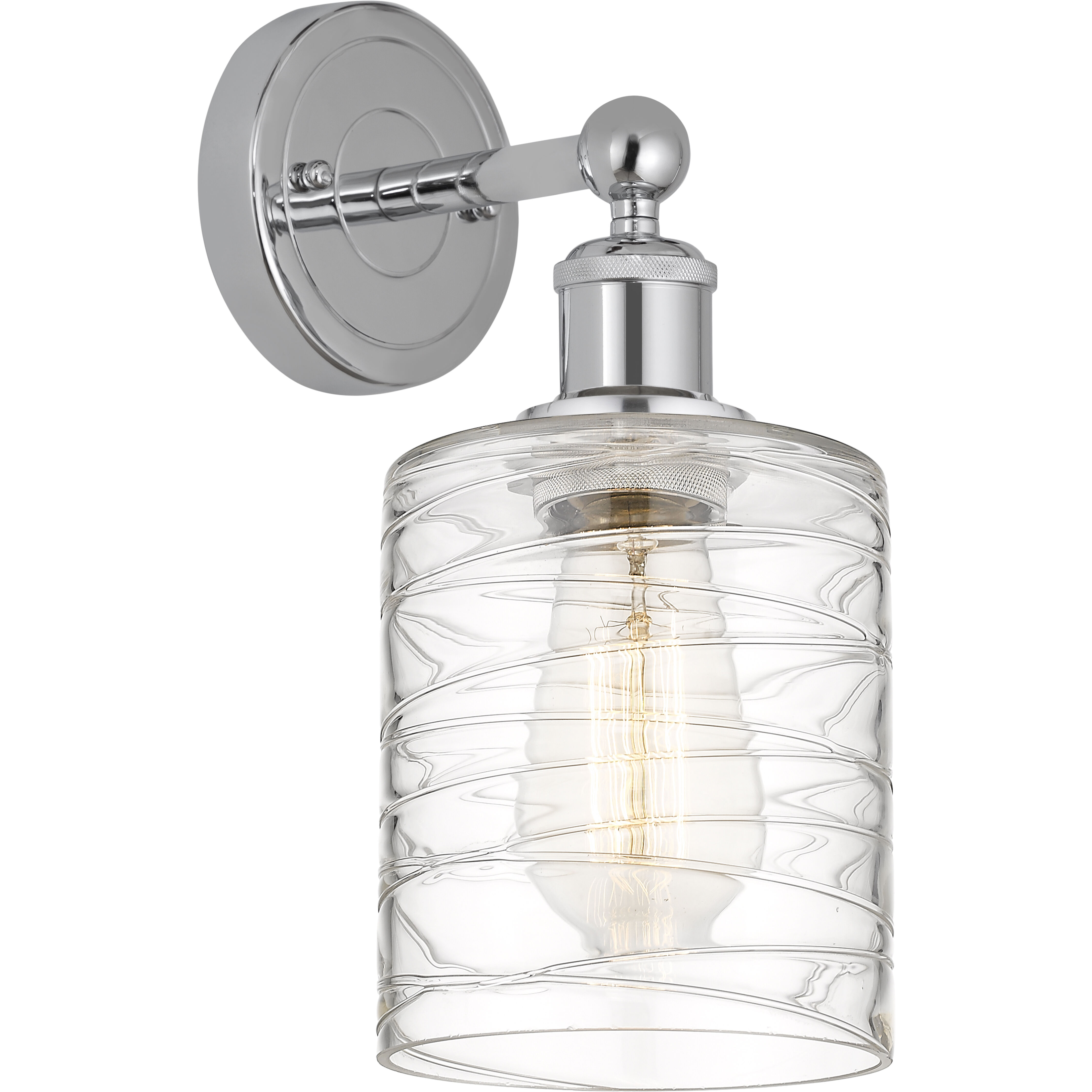 Edison Cobbleskill 1 Light 5 inch Polished Chrome Sconce Wall Light in Deco Swirl Glass