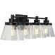 Hinton 4 Light 34 inch Matte Black Bath Vanity Wall Light
