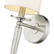Avery 1 Light 5.5 inch Brushed Nickel Wall Sconce Wall Light in White Fabric