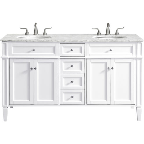 Park Avenue 60 X 35 inch White with Carrara White Marble Vanity Set