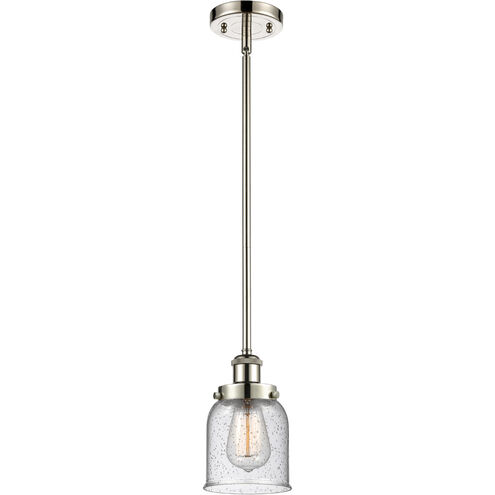 Ballston Small Bell 1 Light 5 inch Polished Nickel Pendant Ceiling Light in Seedy Glass