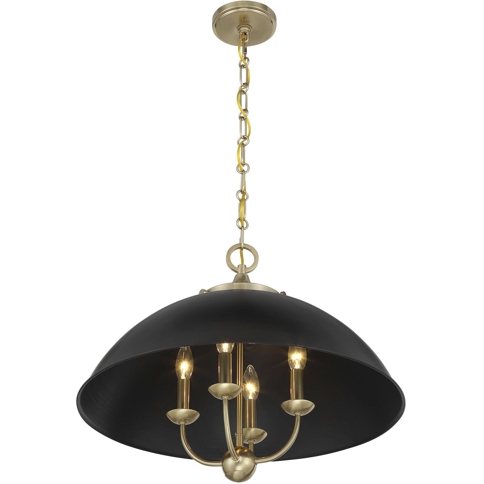 Monterey 4 Light 22 inch Matte Black and Warm Brass Pendant Ceiling Light in Matte Black with Warm Brass