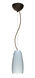 Tao 1 Light Bronze Pendant Ceiling Light in Chalk Glass, Incandescent