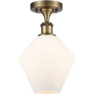 Ballston Cindyrella LED 8 inch Brushed Brass Semi-Flush Mount Ceiling Light in Matte White Glass