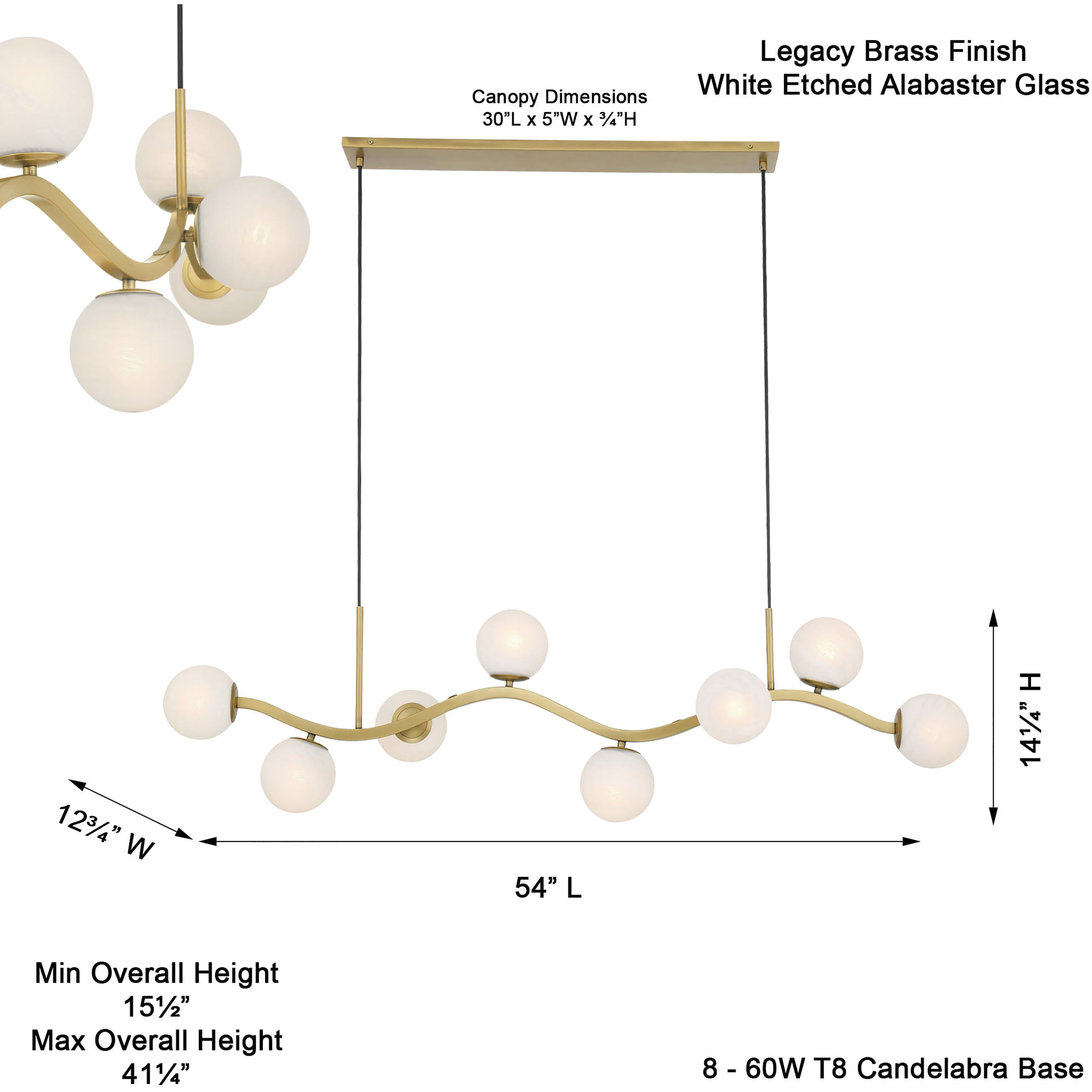 Curven Island Light Ceiling Light in Legacy Brass