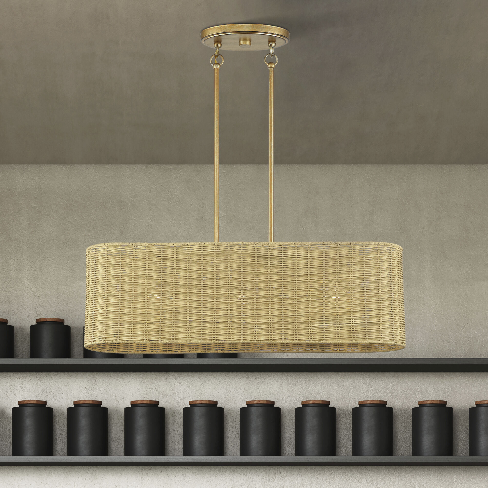 Weavington 3 Light 30 inch Antique Gold Leaf Linear Chandelier Ceiling Light, Medium