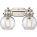 Newton Sphere 2 Light 17 inch Satin Nickel Bath Vanity Light Wall Light in Clear Glass