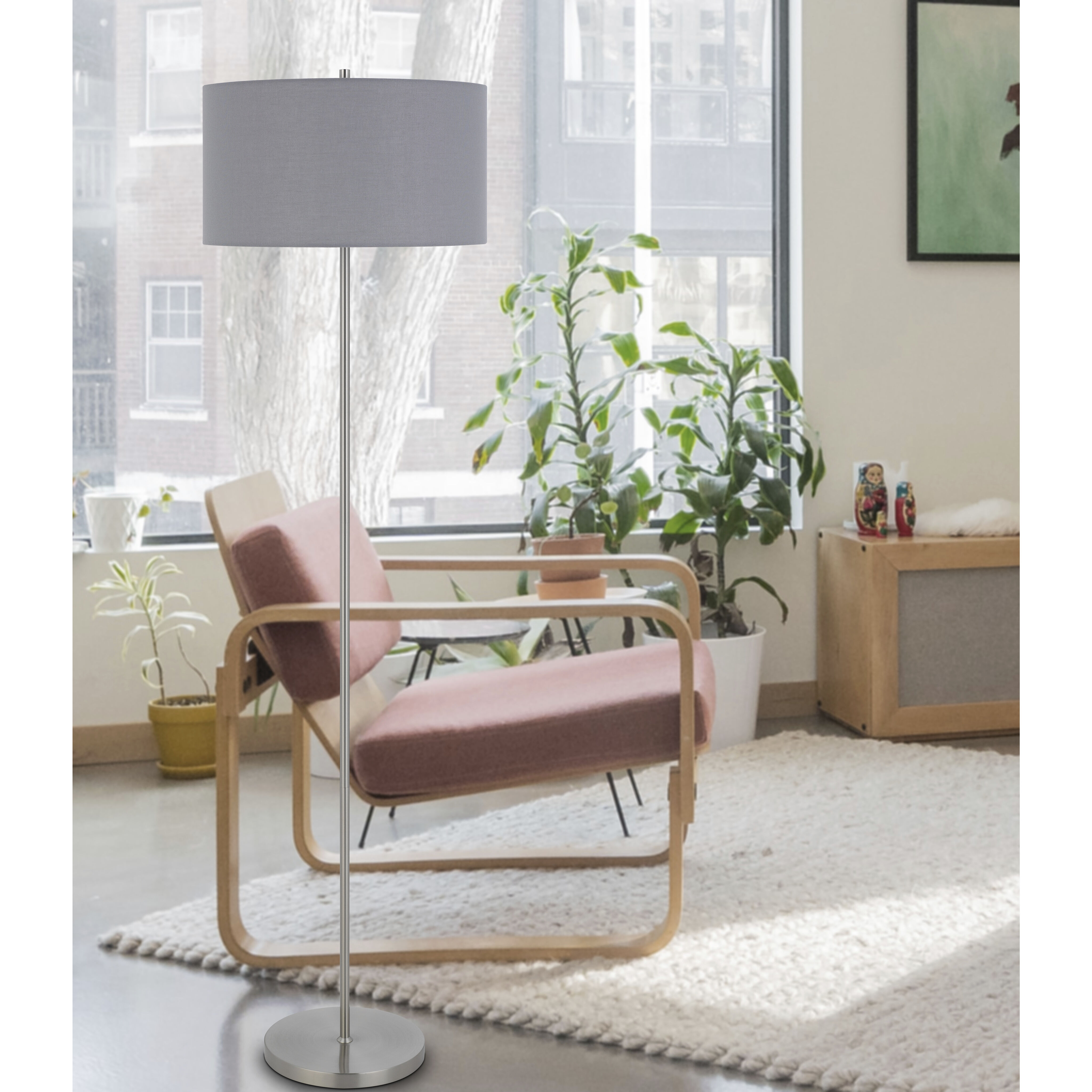 Cromwell 58.75 inch 150.00 watt Brushed Steel Floor Lamp Portable Light in Smoke Grey