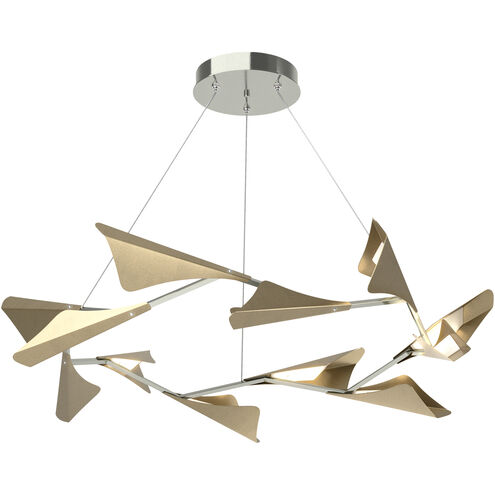 Plume LED 49.1 inch Sterling and Soft Gold Pendant Ceiling Light in Sterling/Soft Gold