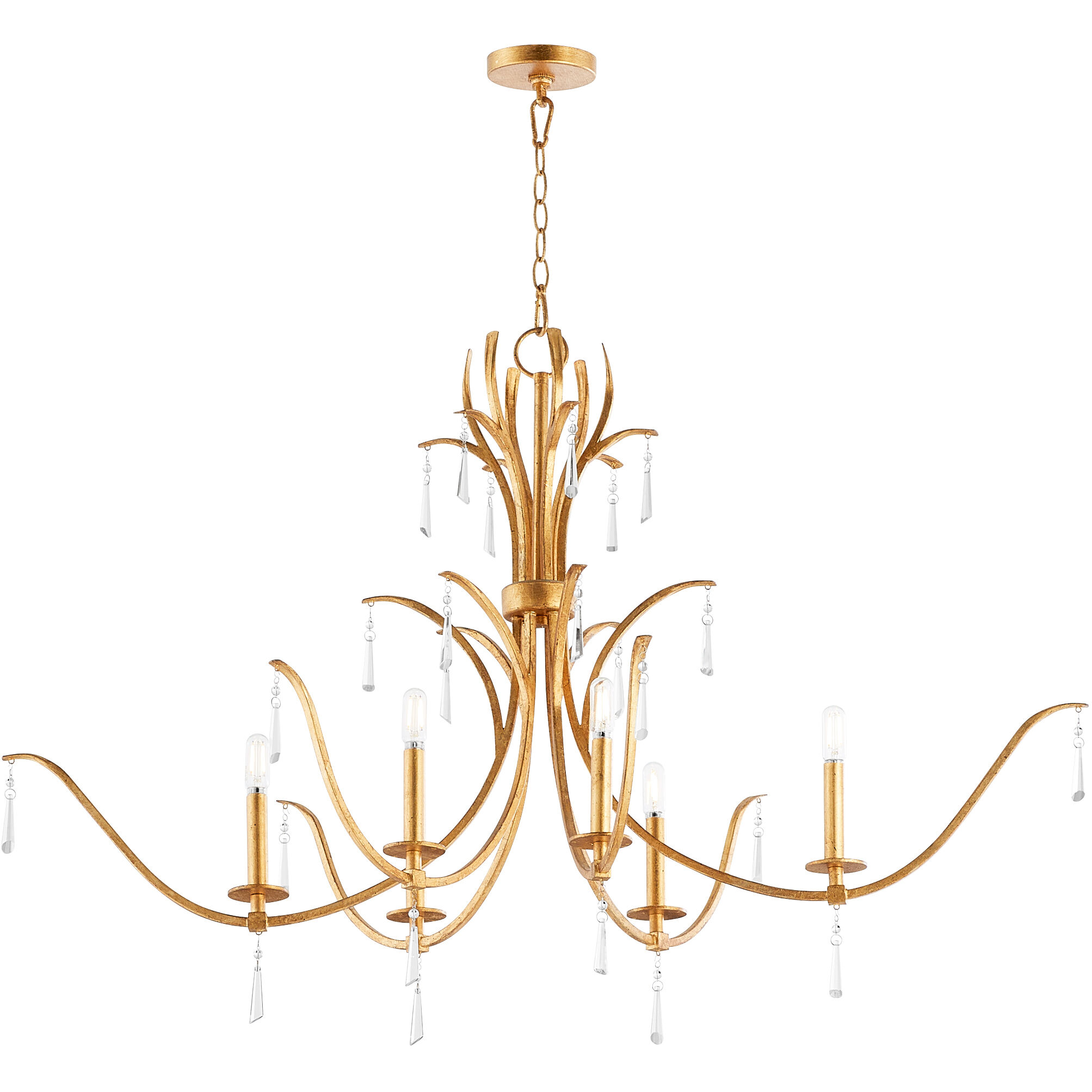 Majesty 6 Light 23 inch Gold Leaf Chandelier Ceiling Light