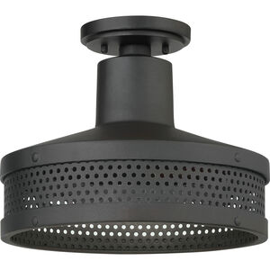 Abalone Point 1 Light 12 inch Coal Outdoor Flush Mount, Outdoor