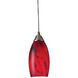 Galaxy 1 Light 5 inch Satin Nickel Mini Pendant Ceiling Light in Red Glass