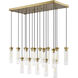 Beau 17 Light 42 inch Rubbed Brass Linear Chandelier Ceiling Light