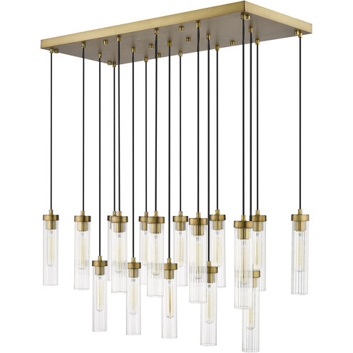 Beau 17 Light 42 inch Rubbed Brass Linear Chandelier Ceiling Light