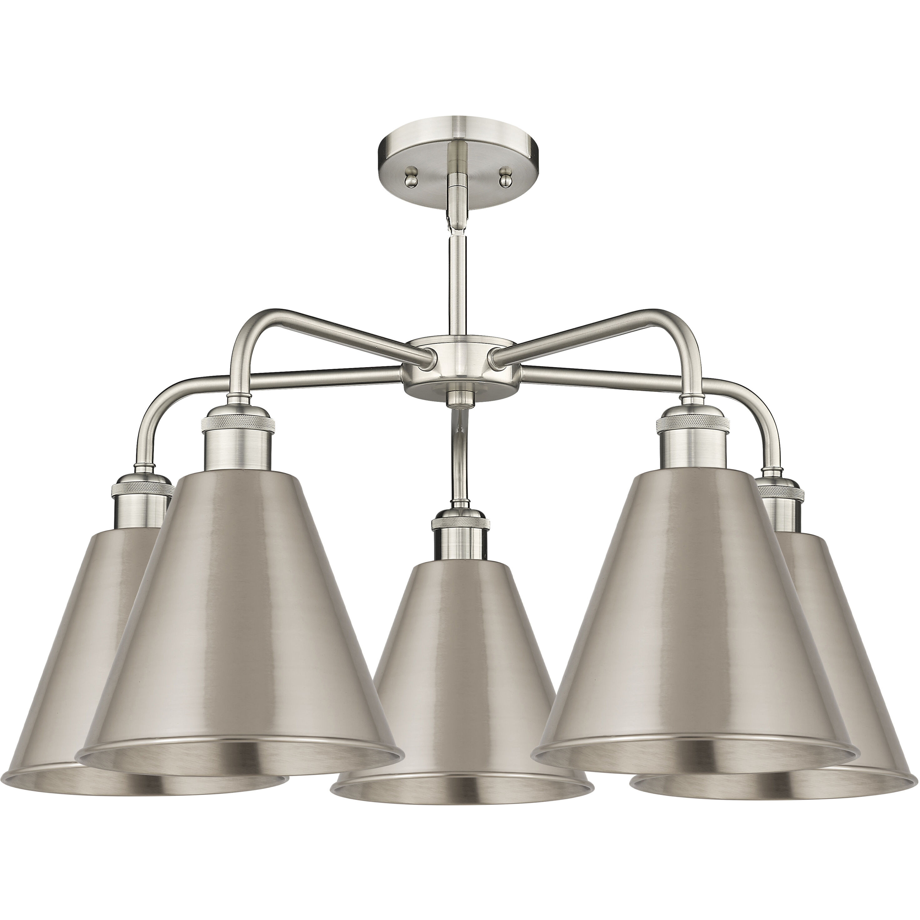 Ballston Cone 5 Light 26 inch Satin Nickel Chandelier Ceiling Light