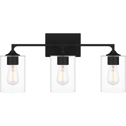 Prescott 3 Light 24 inch Matte Black Bath Light Wall Light, Large