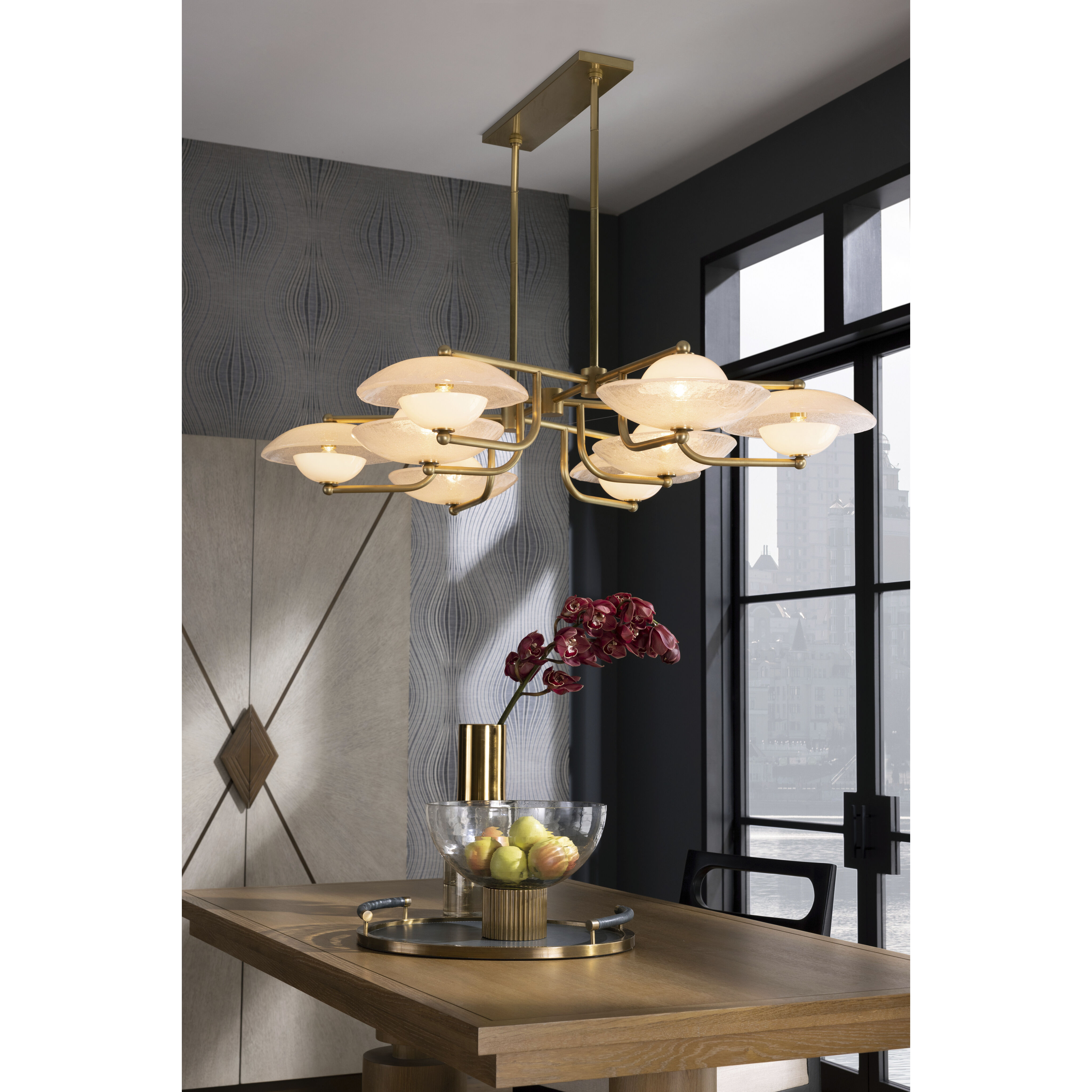 Towne 8 Light 56 inch Clear Seedy Linear Chandelier Ceiling Light