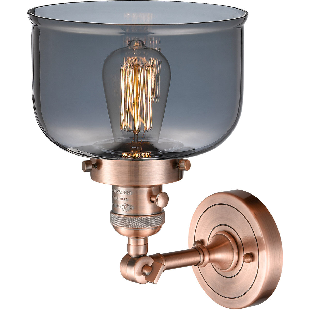 Franklin Restoration Large Bell LED 8 inch Antique Copper Sconce Wall Light, Franklin Restoration