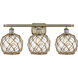Ballston Farmhouse Rope LED 26 inch Antique Brass Bath Vanity Light Wall Light in Clear Glass with Brown Rope, Ballston