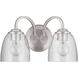 Neighborhood Serene 2 Light 14 inch Brushed Polished Nickel Vanity Light Wall Light in Clear Seeded, Neighborhood Collection