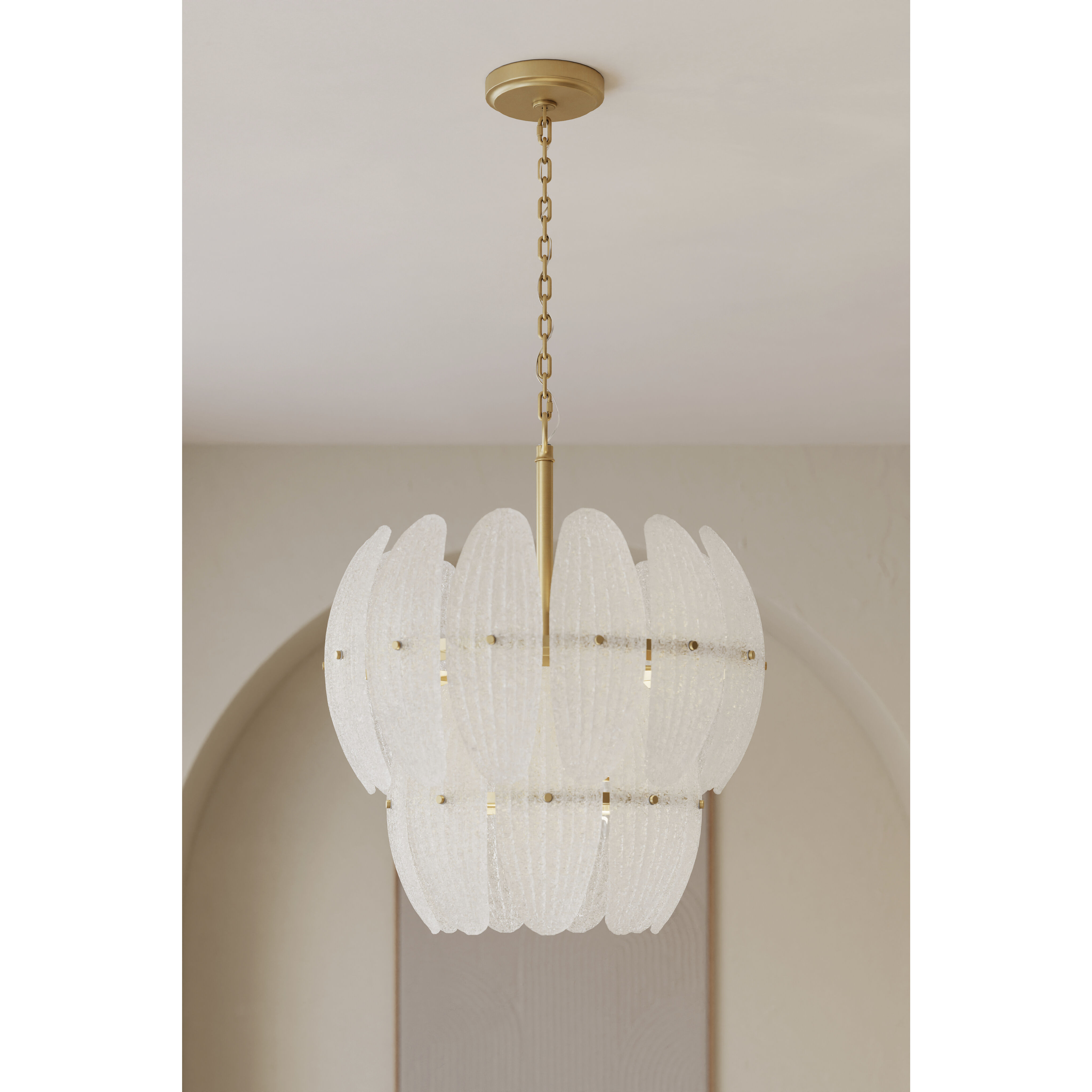 Marclaire 6 Light 19.75 inch Legacy Brass Pendant Ceiling Light in Clear Textured Handmade Glass