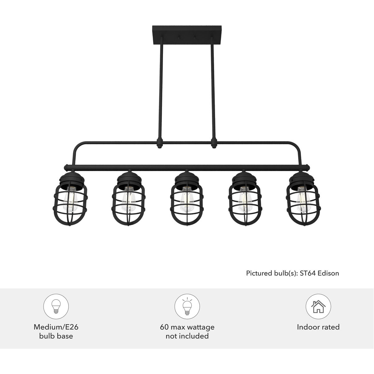 Starklake 5 Light 41 inch Natural Iron Linear Chandelier Ceiling Light