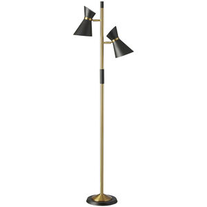 Mid Century Modern 62.5 inch 60.00 watt Black with Vintage Bronze Task Floor Lamp Portable Light in Vintage Brass, Swivel