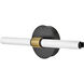 Kai 16.75 inch Black with Lacquered Brass Accents Bath Light Wall Light, Linear