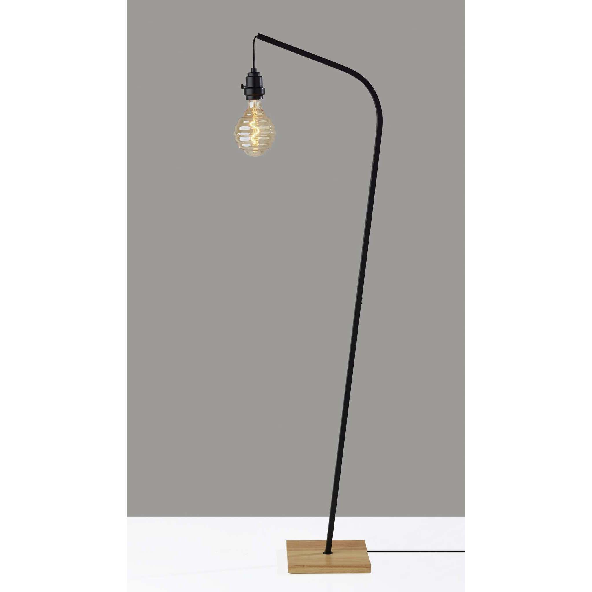 Wren 60.75 inch 40 watt Natural Wood With Black Floor Lamp Portable Light
