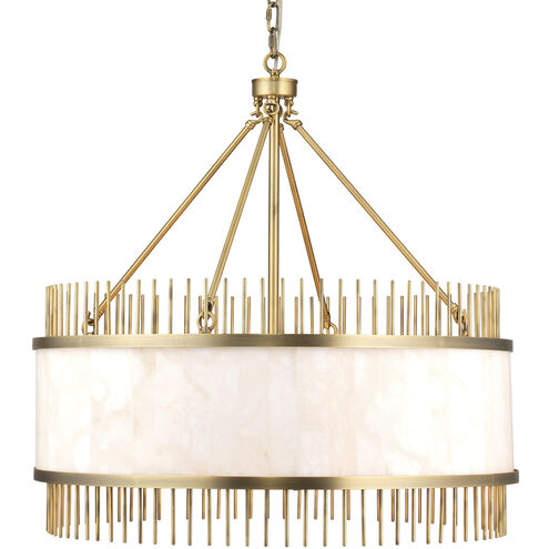 Upsala 8 Light 32 inch Antique Brass & White Alabaster Chandelier Ceiling Light