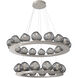 Luna LED Metallic Beige Silver Multi-Pendant Ceiling Light in 2700K LED, Geo Inner - Clear Outer, Two-Tier