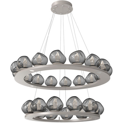 Luna LED Metallic Beige Silver Multi-Pendant Ceiling Light in 2700K LED, Geo Inner - Clear Outer, Two-Tier