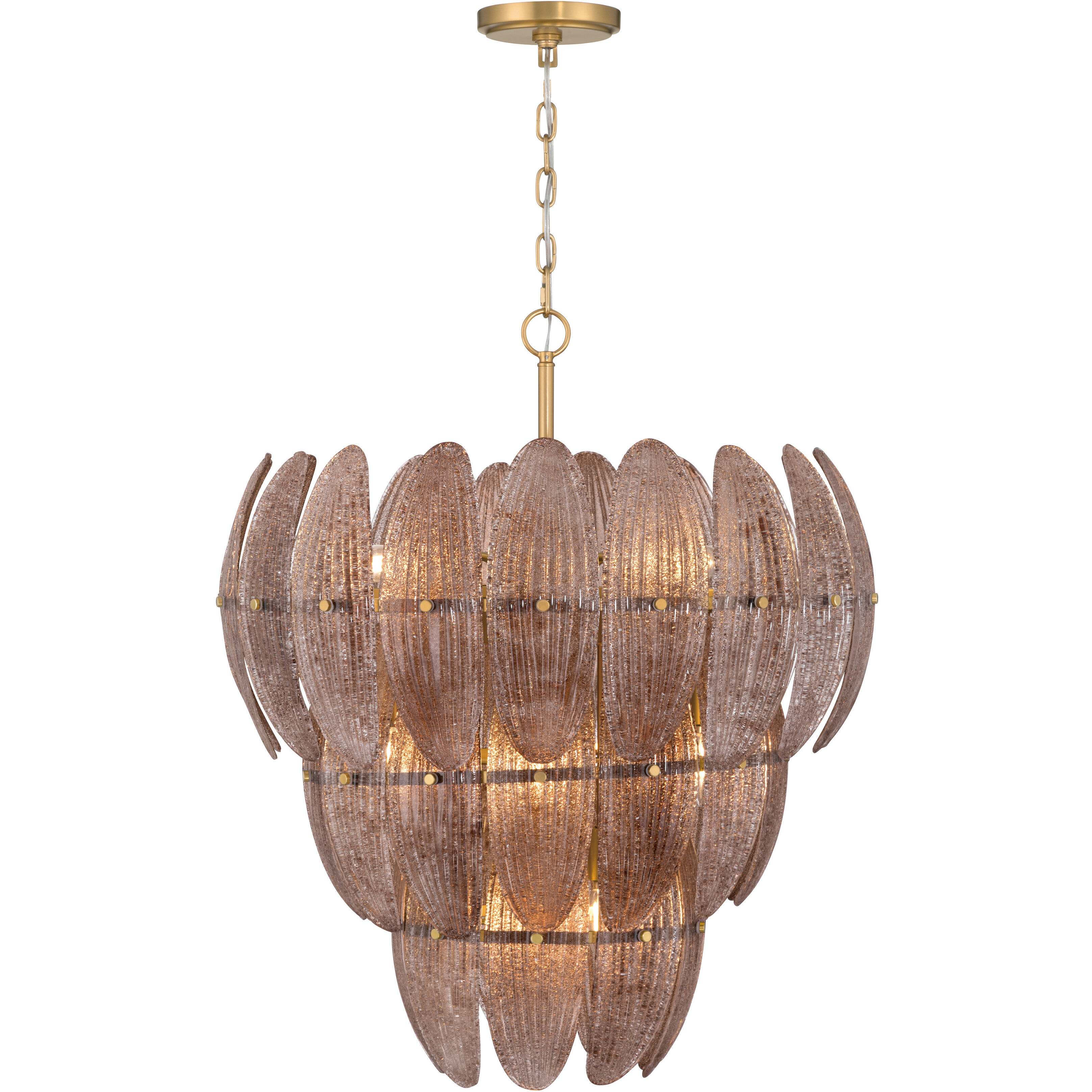 Marclaire 11 Light 26.5 inch Legacy Brass Pendant Ceiling Light in Brown Textured Handmade Glass
