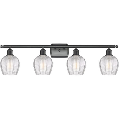 Ballston Norfolk 4 Light 36 inch Matte Black Bath Vanity Light Wall Light in Clear Glass