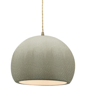 Radiance LED 10 inch Celadon Green Crackle and Antique Brass Pendant Ceiling Light