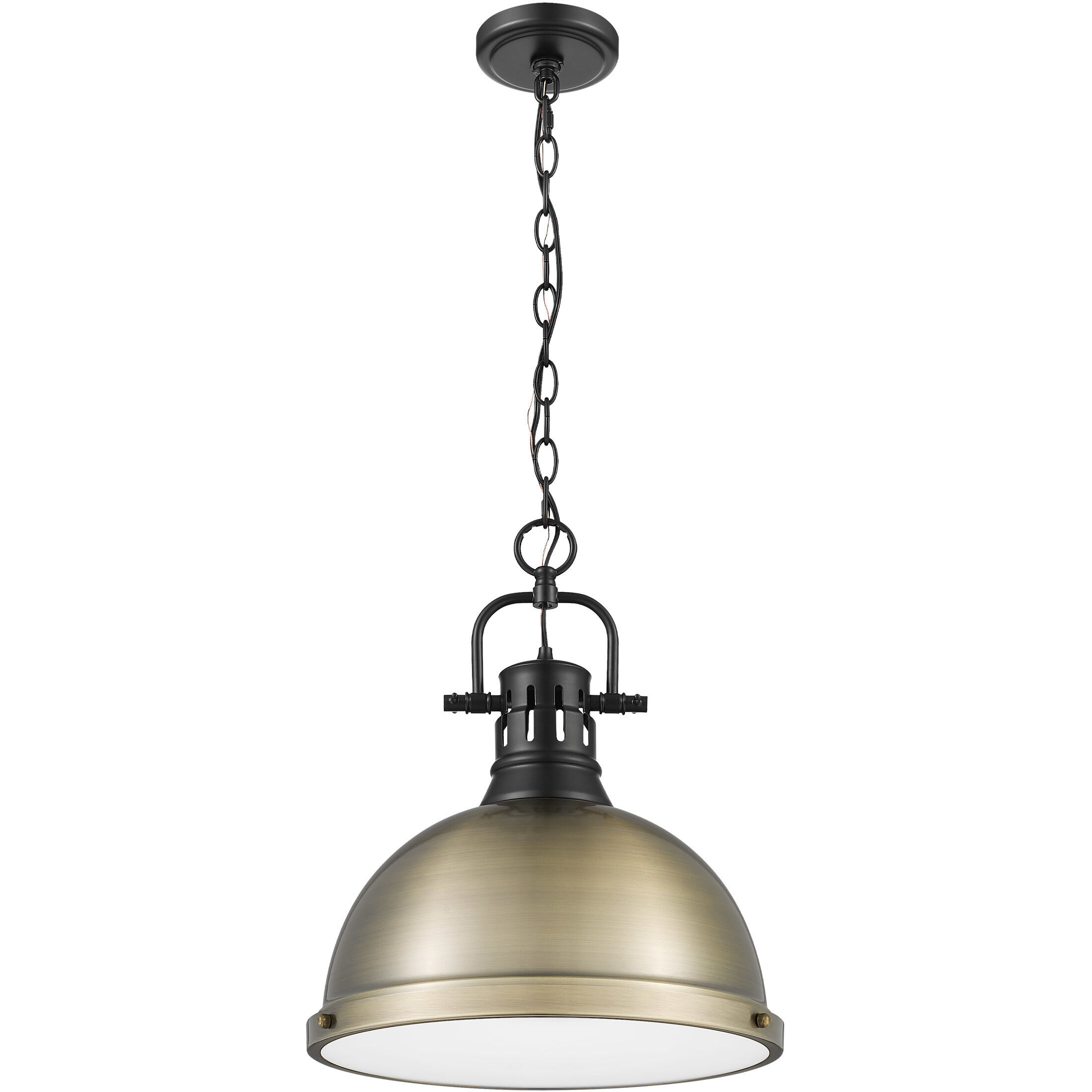 Yep Duncan 1 Light 14 inch Matte Black Pendant Ceiling Light in Aged Brass, Large