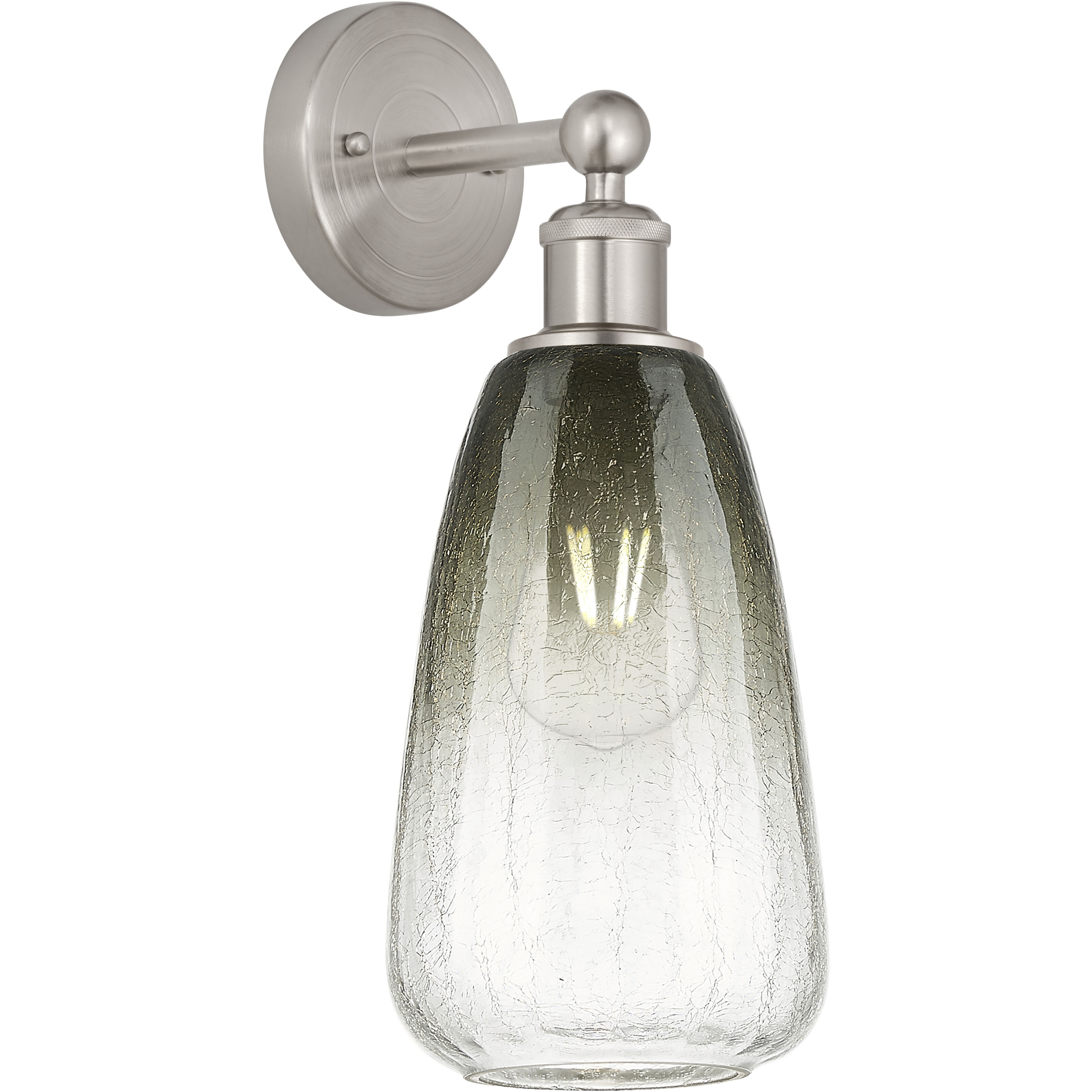 Edison Brookhaven Almond Armed Sconce Wall Light in Brushed Satin Nickel, Slate Glass