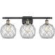 Ballston Farmhouse Rope LED 26 inch Black Antique Brass Bath Vanity Light Wall Light in Clear Glass with White Rope, Ballston