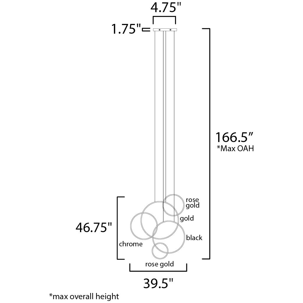 Union LED 4.75 inch Multi-Plated Multi-Light Pendant Ceiling Light