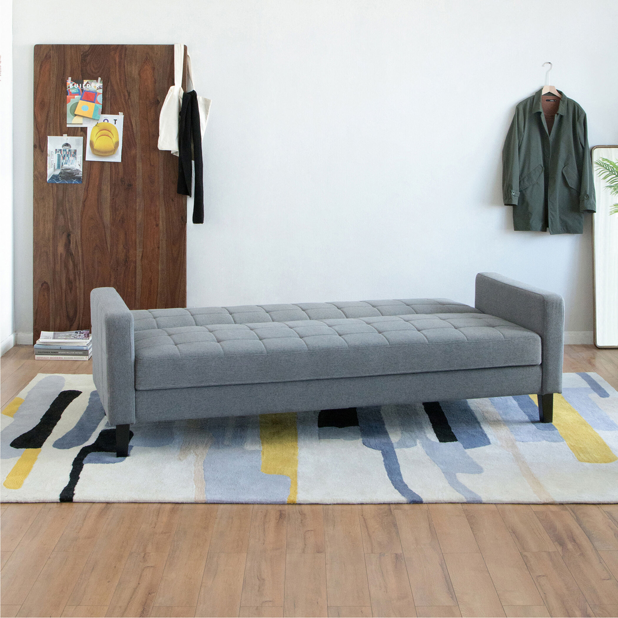 Small Biscuit Tufted Gray Sofa