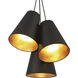 Alston 3 Light 20 inch Matte Black and Antique Gold Pendant Ceiling Light