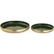 Nelson Dark Green Enamel Tray, Set of 2