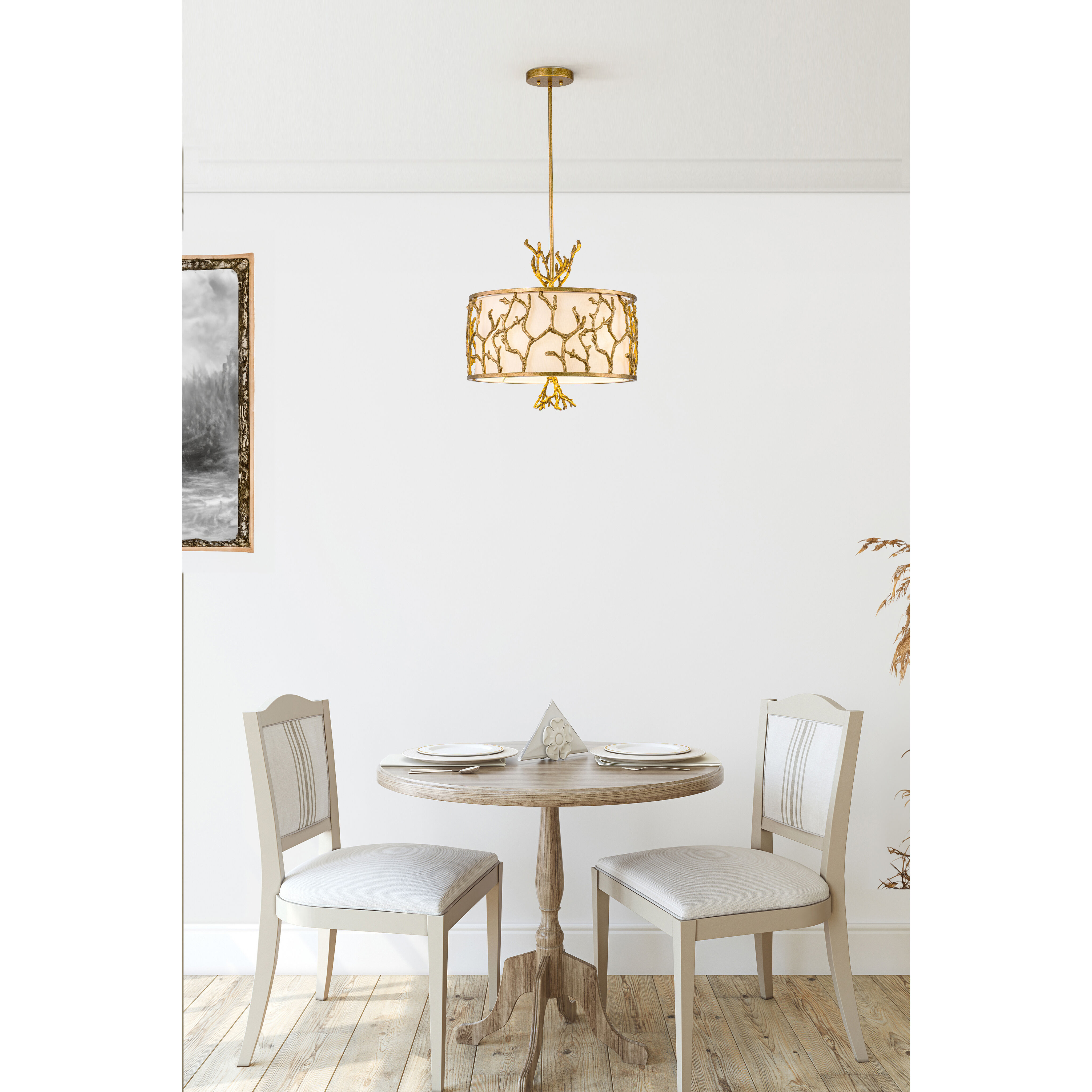 Coral 3 Light 20 inch Gold Pendant Ceiling Light