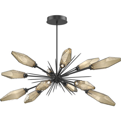 Rock Crystal LED 53.4 inch Matte Black Linear Pendant Ceiling Light in Chilled Bronze, 2700K LED, Oval Starburst